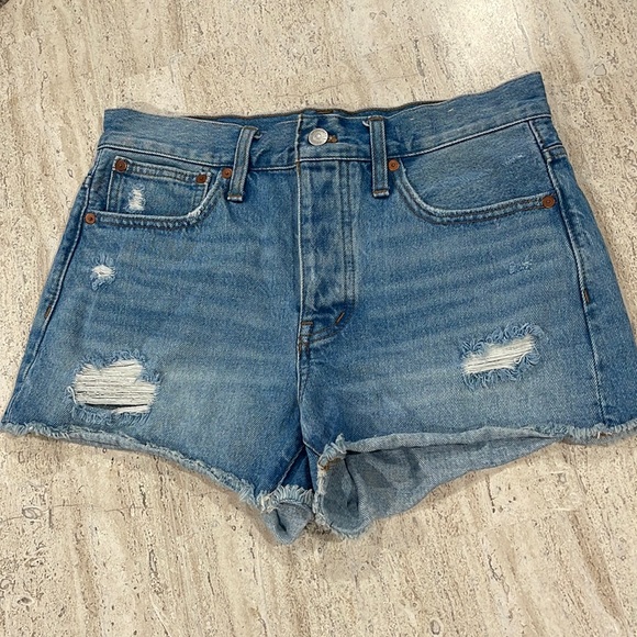 MADEWELL Relaxed Denim Shorts Ripped Edition in Homecrest Wash Size 25. - Picture 3 of 16